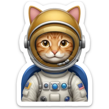 Astronaut with helmet closed rides cat sticker