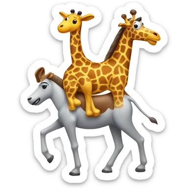 Dog riding a giraffe sticker