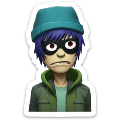 Gorillaz 2-D Murdoc sticker