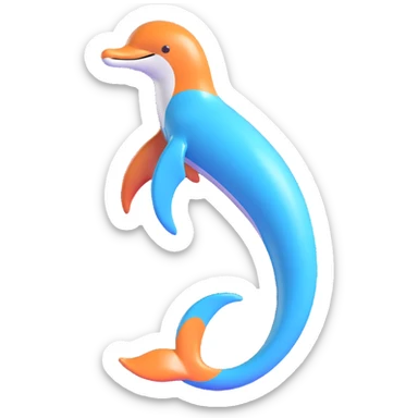 stylized and shiny 3D dolphin's tail with smooth curves sticker