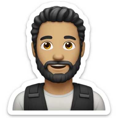 white men with a beard and black semi long hair sticker