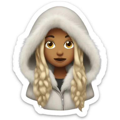 Girl with long hair and fur hood sticker
