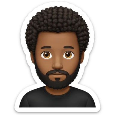 Dark brown skin man with beard and a tiny curly  Afro fade with dark dark brown eyes  sticker