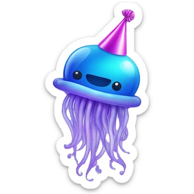 Jellyfish with party hat  sticker