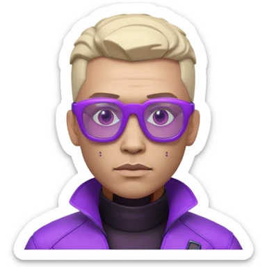 Cyberpunk man head 3d puruple glasses sticker