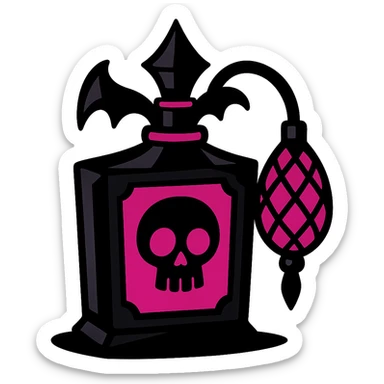 gothic perfume bottle, black and pink colors sticker