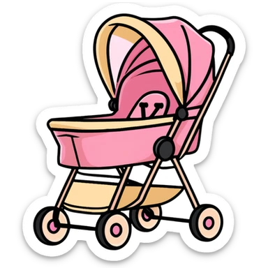baby stroller with pink gradient and beige accents sticker