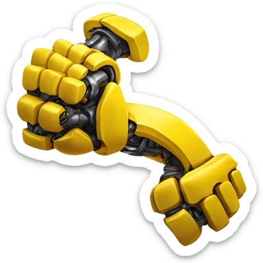 Flexing yellow mechanical cyborg bicep and arm sticker