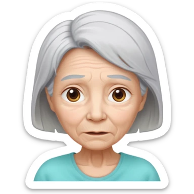 a Woman, wearing a pampers for adults, incontinence, mid 50 with light grey hair,  sticker