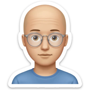 он лысый должен быть очень молодой парень лет 18 , очень тонкие очки, а так же борода нужно прямо еще моложе sticker