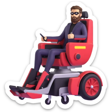 sleek superhero vehicle with hairy exterior, beard-fiber wheels, barber chair cockpit sticker