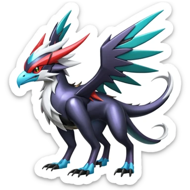 Futuristic Modern Shiny Metallic Alloy Cyber-Nargacuga-Noivern-Silvally-fusion (full body) sticker