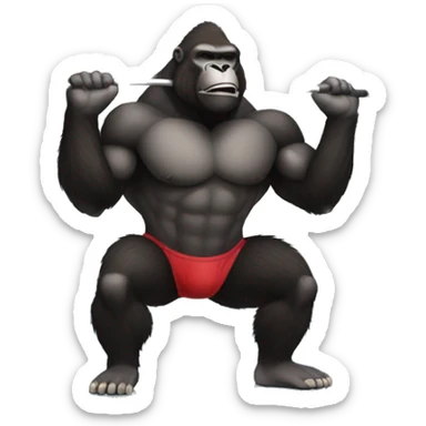 Gym gorilla doing a weighted squats  sticker
