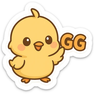 cute chick with the letters GG, playful and friendly, suitable for an icon or sticker sticker