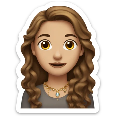 brown-haired girl with jewelry with long brown hair sticker