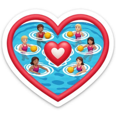 Natación  y voley en un corazón de color  sticker