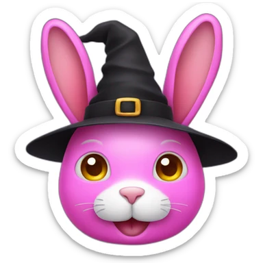 pink rabbit face with Halloween hat sticker