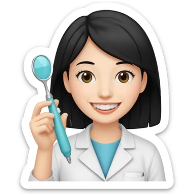 estudiante mujer de odontología con el cabello negro con un explorador  sticker
