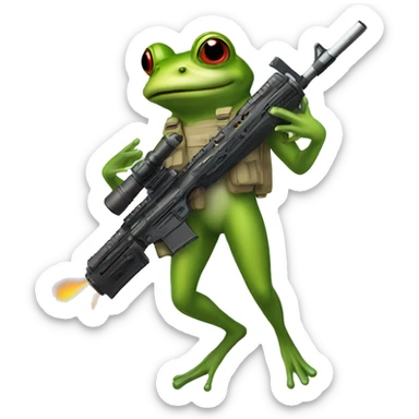 A frog with a ar 15 in a rocket  sticker
