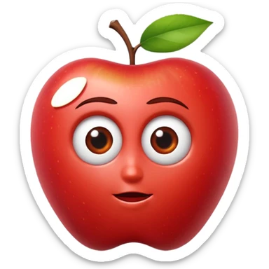 crea una manzana tipo emoji con  ojos y boca 3d tipo pixar sticker