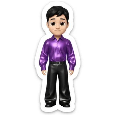 Jeff Fatt from The Wiggles with brown eyes, black hair, purple metallic shirt, black metallic baggy pants sticker