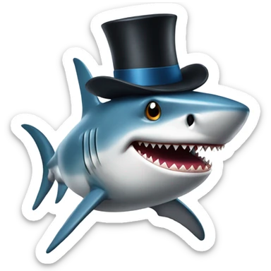 Shark with a top hat sticker