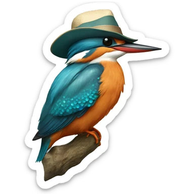 Kingfisher with hat sticker