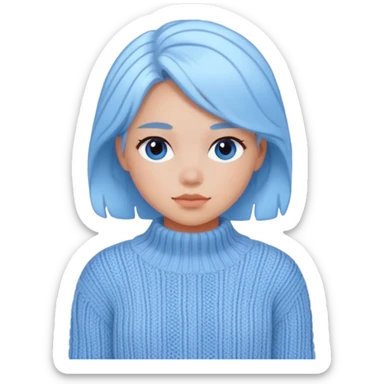 sky-blue Girl's knitted. wool sweater sticker
