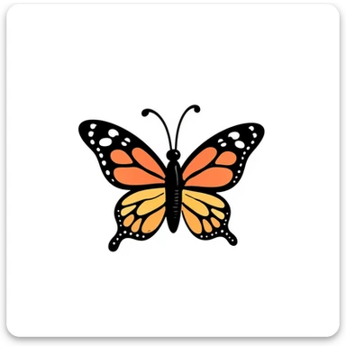 colorful butterfly, crayon style, playful and simple, isolated on white background, centered sticker