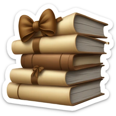 being stack of books with a brown bow sticker
