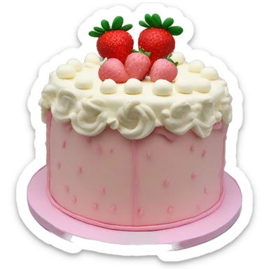 Light Pink strawberries and cream birthday cake  sticker