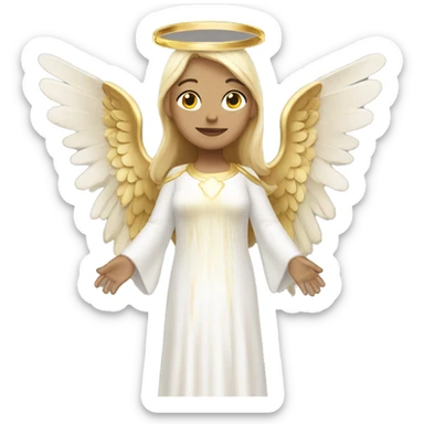 White angel with gold dress and halo sticker