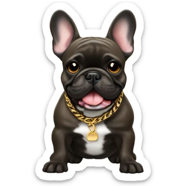  Brindle French bulldog with tongue and gold chain sticker