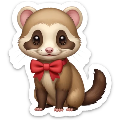 Ferret with a bow sticker