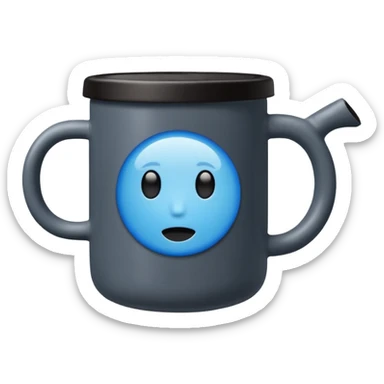 black hot coffee mug to go with black lid and a blue circle sticker sticker