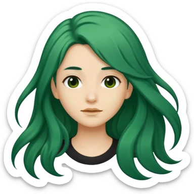 darker green and longer hair please sticker