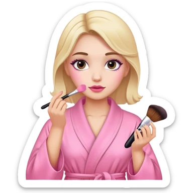 Niña maquillándose con batita rosa sticker