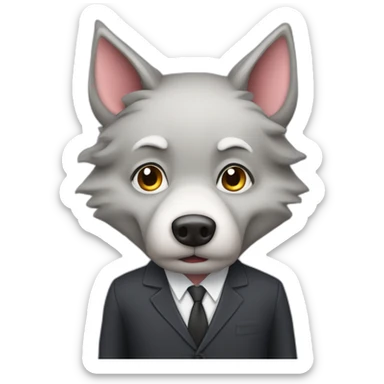 the old wolf from the pig story with business suit sticker