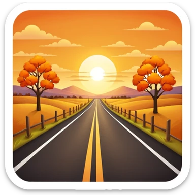country road with sunset sticker