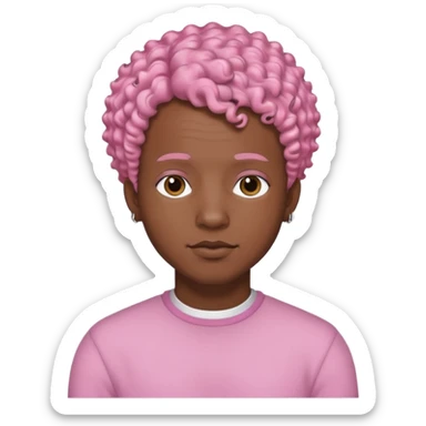 black man w,th pink short curly hair sticker