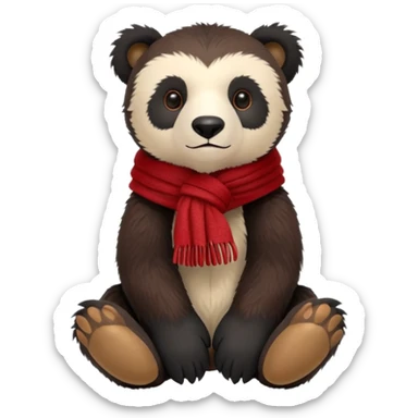Jellycat Andean bear cub stuffed plush wearing a red scarf sticker