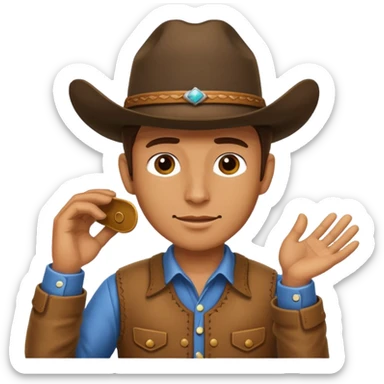 Cowboy tipping his hat. TIPPING HIS HAT sticker
