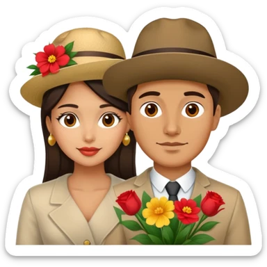 Couple having an adventure in Montenegro russian man and elegant  Latina girl flowers  sticker