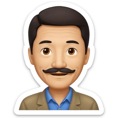 Older Chinese man with dark hair and full mustache sticker