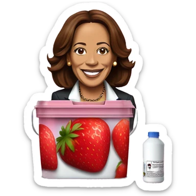 Kamala Harris using a strawberry flavored galaxy gas container sticker