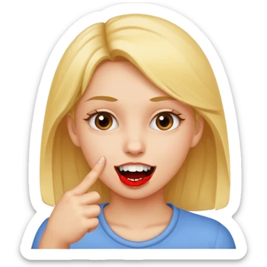 Girl biting finger with teeth only index finger sticker