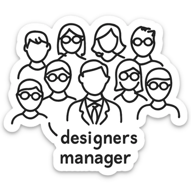A group of 8 designers and one manager sticker