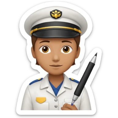 create a realistic emoji of a packaging woker with a protocol in his hand writing something down. sticker
