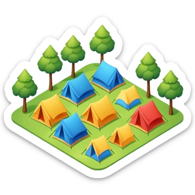 Tent vacation park isometric exterior sticker