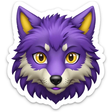 Loup noir et violet qui rit sticker
